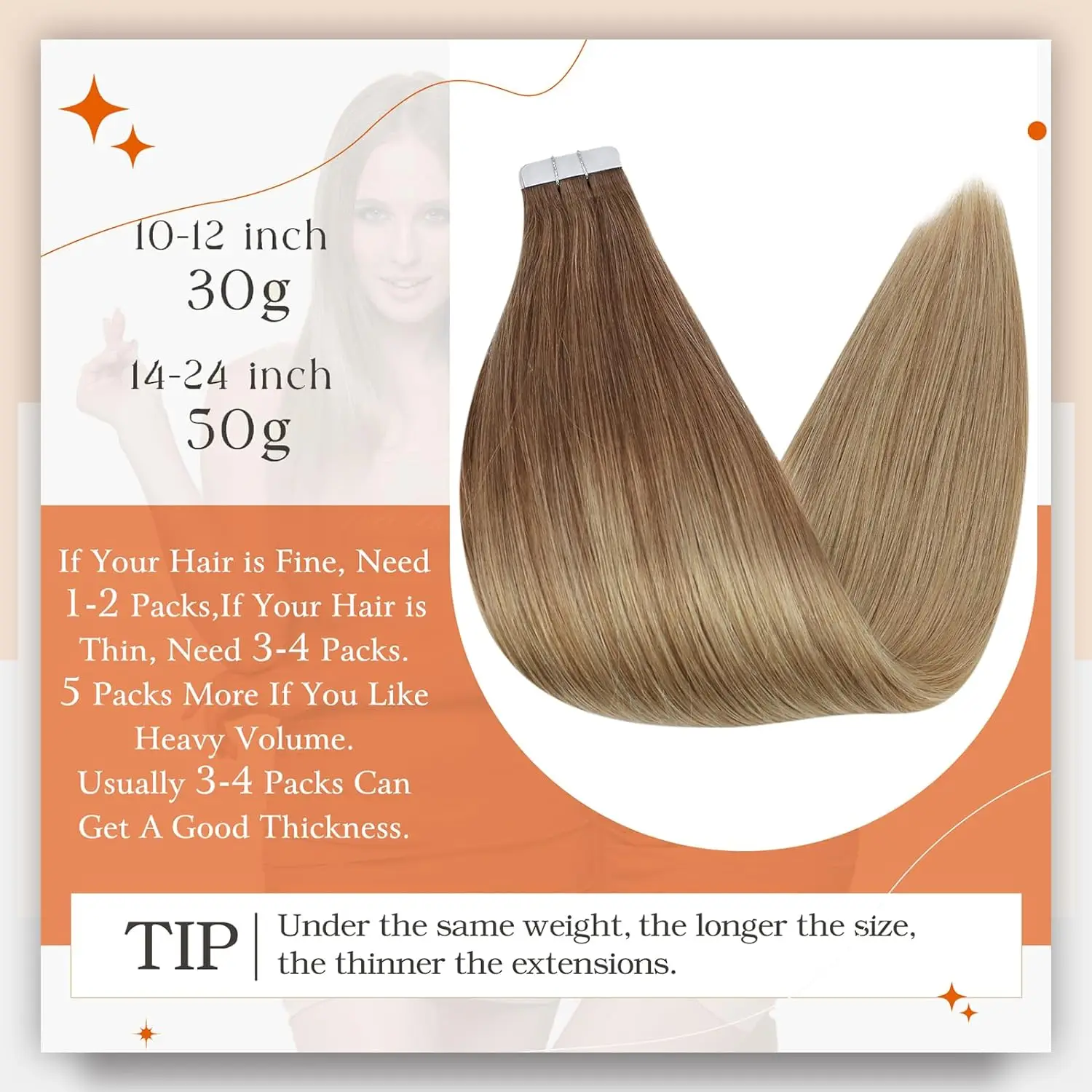 شريط تألق كامل في وصلات الشعر شعر بشري أومبير اللون 20 قطعة 50 جرام وصلات شعر الغراء على وصلات الشعر للمرأة