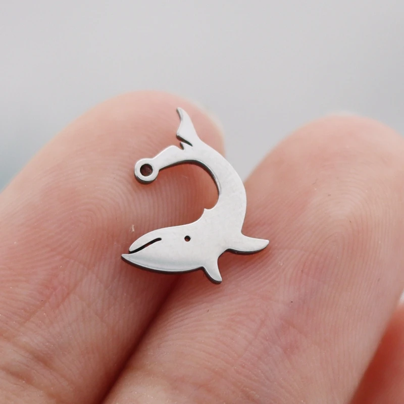 

3pcs Mini Sea Animal Whale Charms No Fade Stainless Steel Pendant for Jewelry Making DIY Tassels Bracelets Earrings Accessories