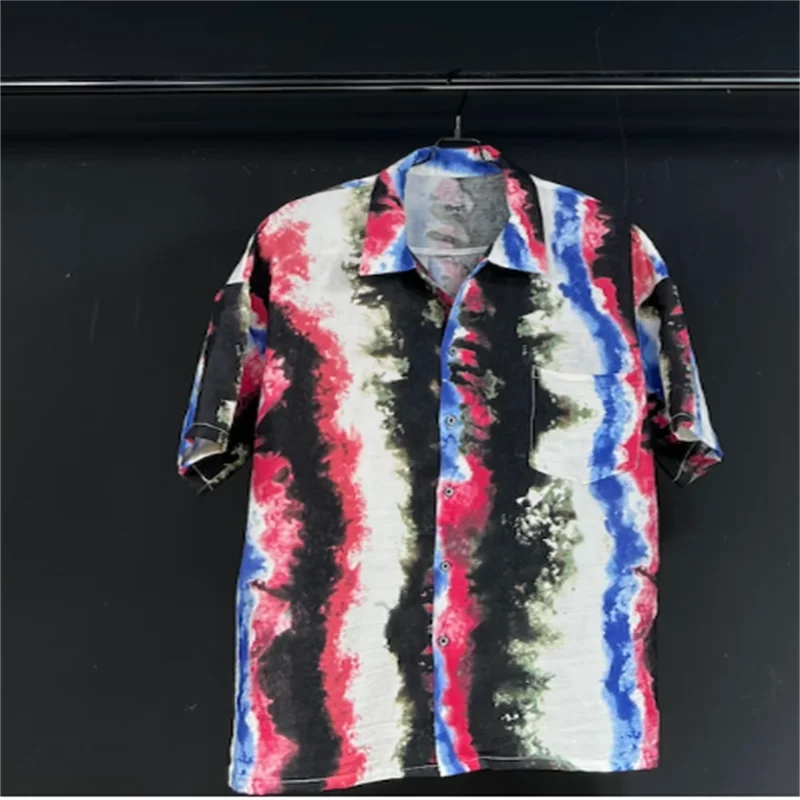 Oryginalny projekt sylwetka tie dye gradient koszula z krótkim rękawem dla mężczyzn i kobiet ten sam wzór tęczy koszula niestandardowa