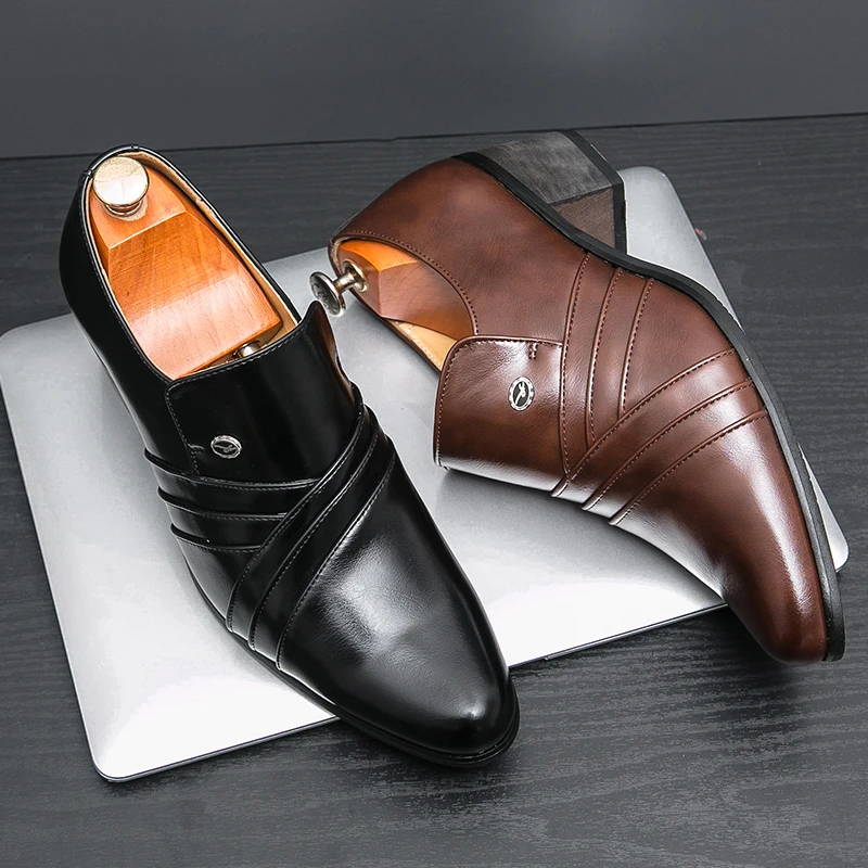 

High Quality Formal Shoes Men Thick Soled Business British Wedding Social Leather Shoes Men’s Dress Shoes Trend Men's Leather