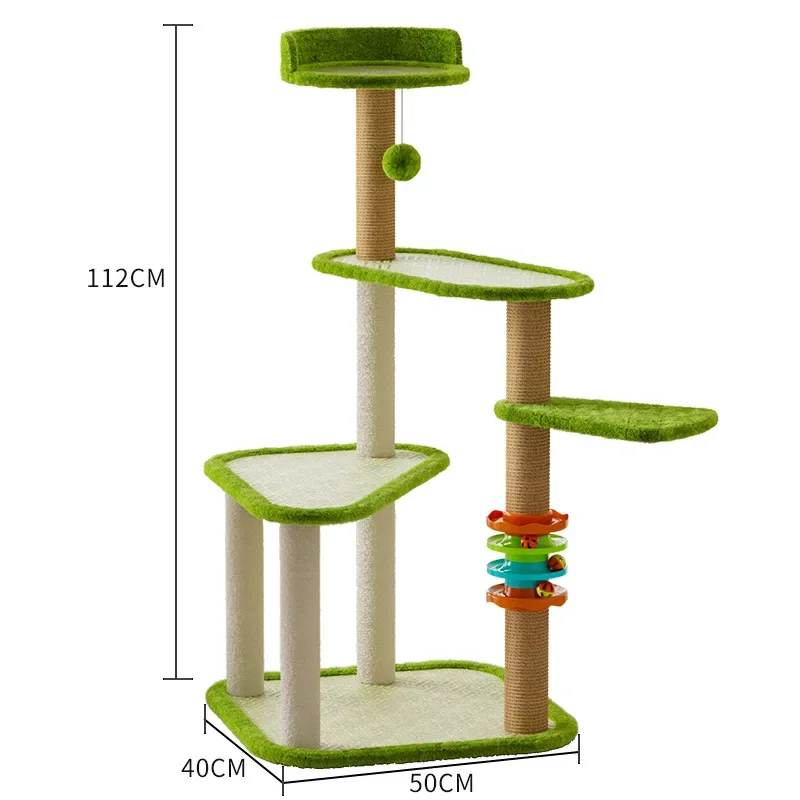 Green mat cat climbing frame cat tree jumping platform Large Cat tower tree house Four Seasons Universal Toys pet accessories