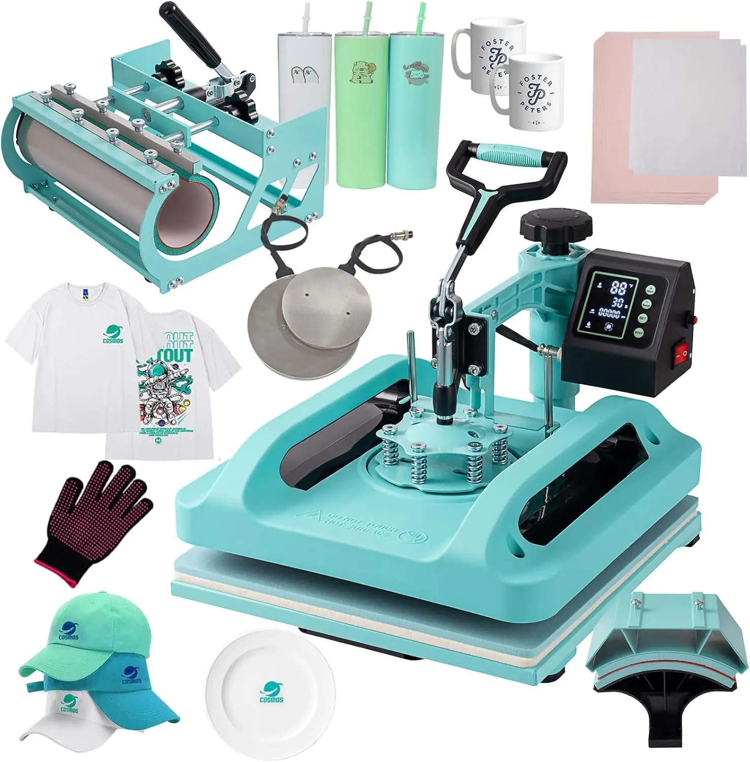 

5 in 1 Heat Press 15x15 Inch Heat Press Machine with 30 OZ Tumbler Attachment Professional Sublimation Machine for T Shirts