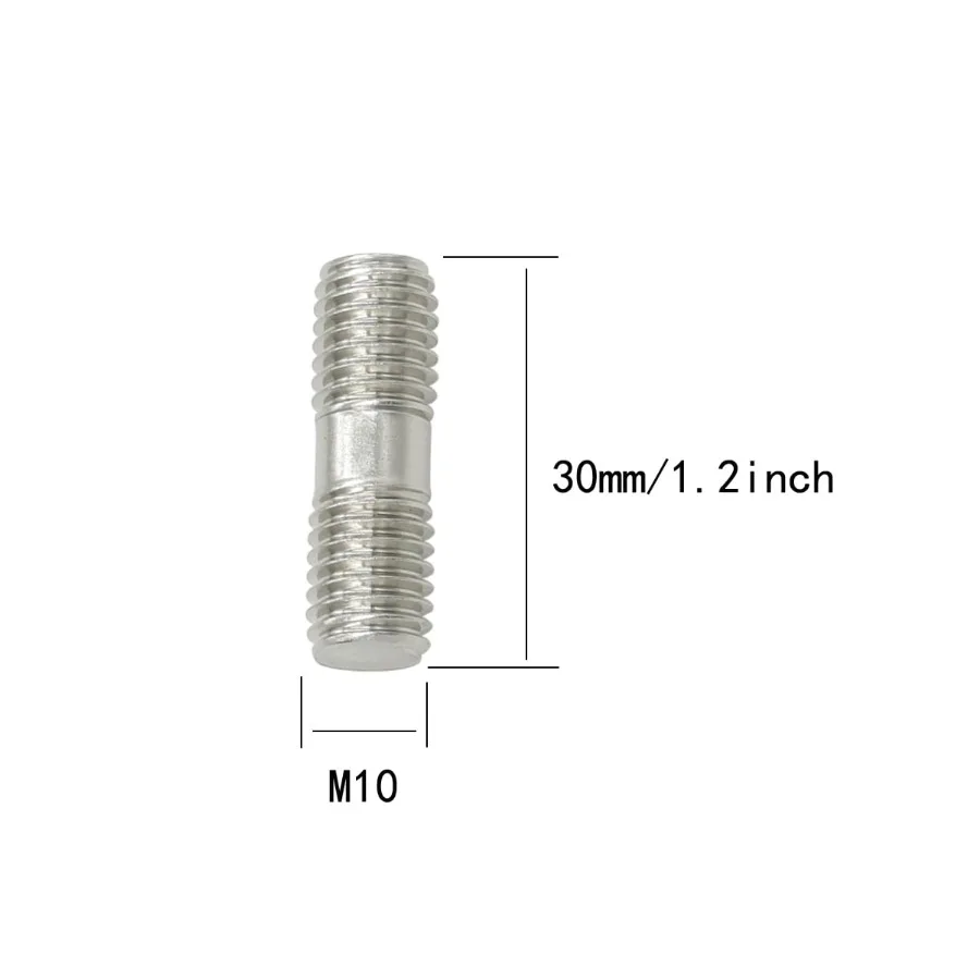 10 قطع M10 304 الفولاذ المقاوم للصدأ نهاية مزدوجة الخيوط ترصيع مسامير البراغي M10x30mm #4