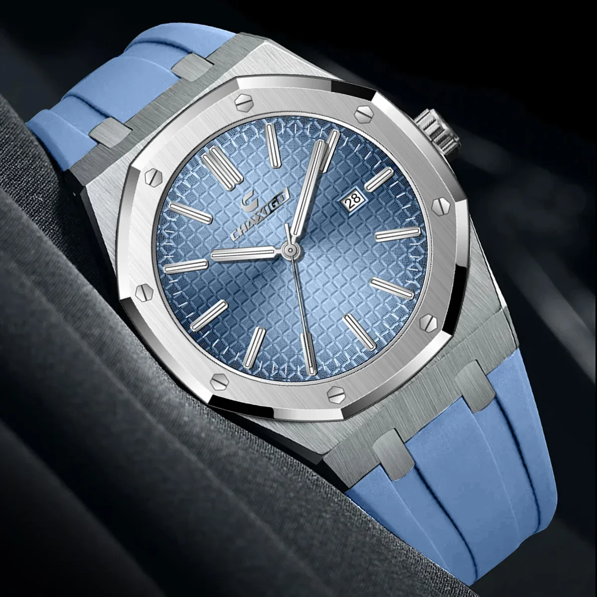 

CHAXIGO 082 Men's Luxury Sport Watch Waterproof Luminous Display Date Week Quartz Movement Stainless Steel Fashionable Wristwatc