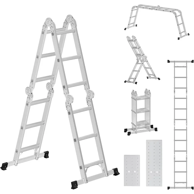 

Folding Aluminum Scaffold Ladder Staircase With Big Hinges Modern Design for Home Warehouse & Supermarket Outdoor Indoor Use