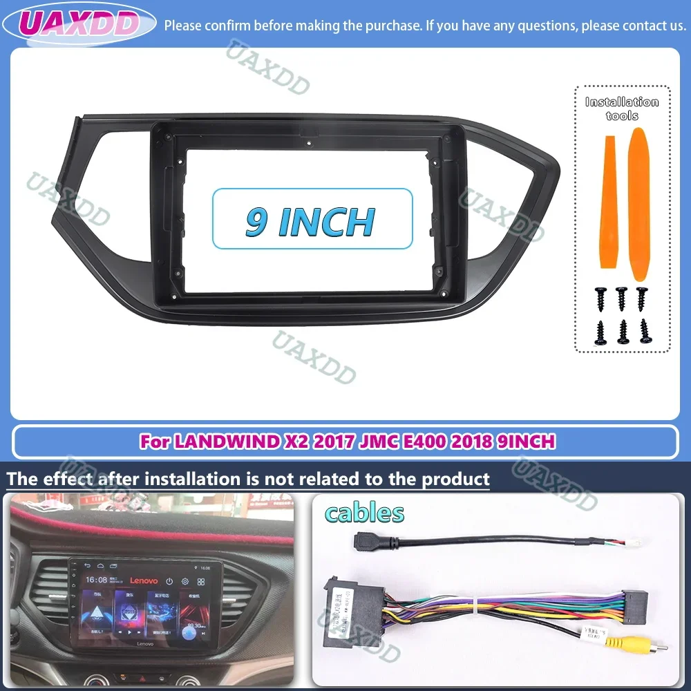 9 inch 2din Car Radio Fascia Panel for LANDWIND X2 2018 JMC E400 2017-2022 Android Radio Dashboard Kit Plate Frame cable harness