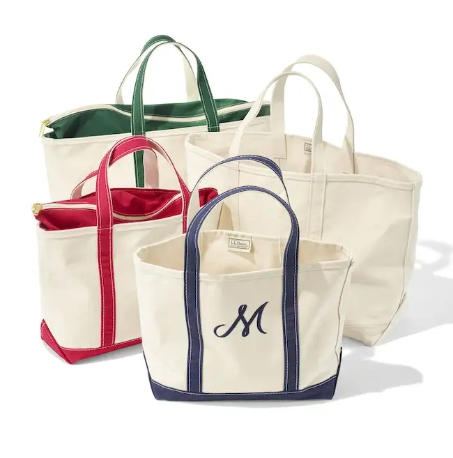 

Classic L.L. Bean Tote Bag Sturdy Hard-Wearing Mommy Bag Urban Simple Sle Contrast Color Cotton Handbag for Daily Use