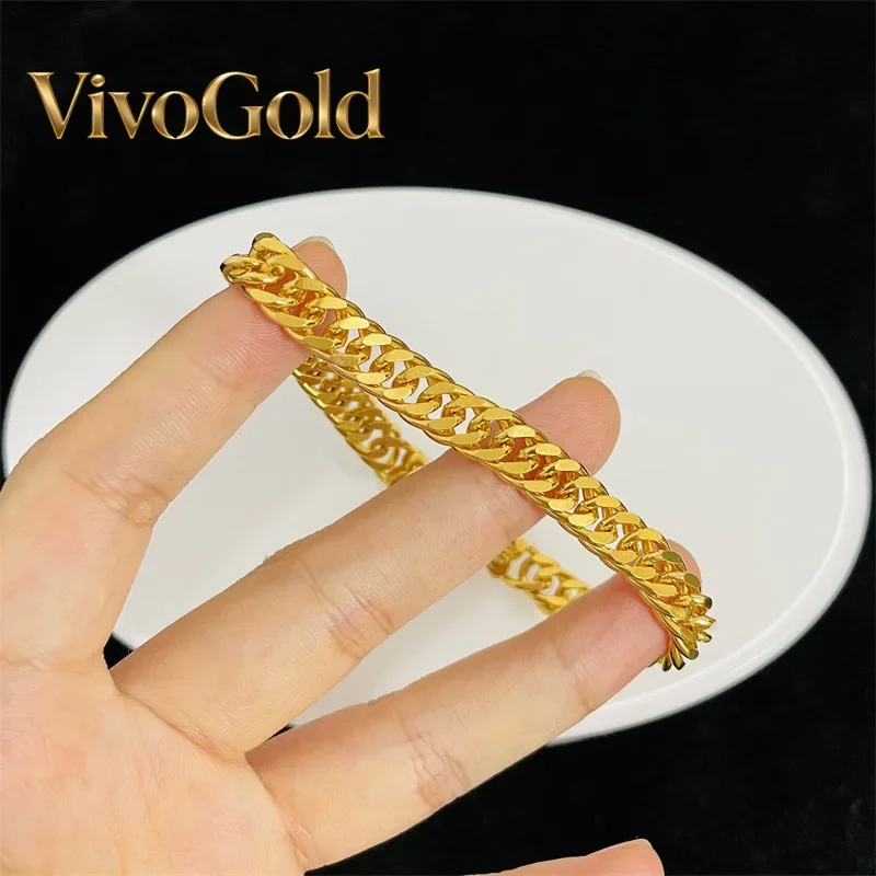 

Золотой браслет VivoGold9999 24K из настоящего золота с изображением головы босса Фу, украшение для рук, мужской и женский браслет.