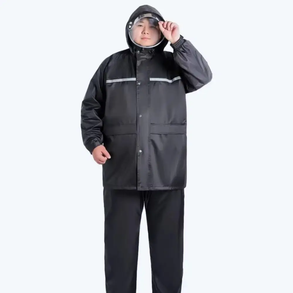 Oxford Cloth Waterproof Rain Poncho Hooded Design with Zipper Riding Raincoat One-Piece Suit Impermeable Material