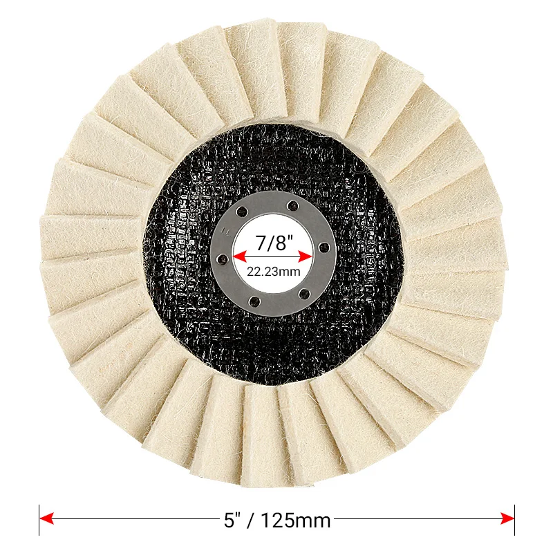 LOZLIN 1/3PCS 5Inch 125MM Wool Polishing Wheel Wool Felt Pad Grinder Accessories Grinding Disc for Metal Glass Ceramic Polishing