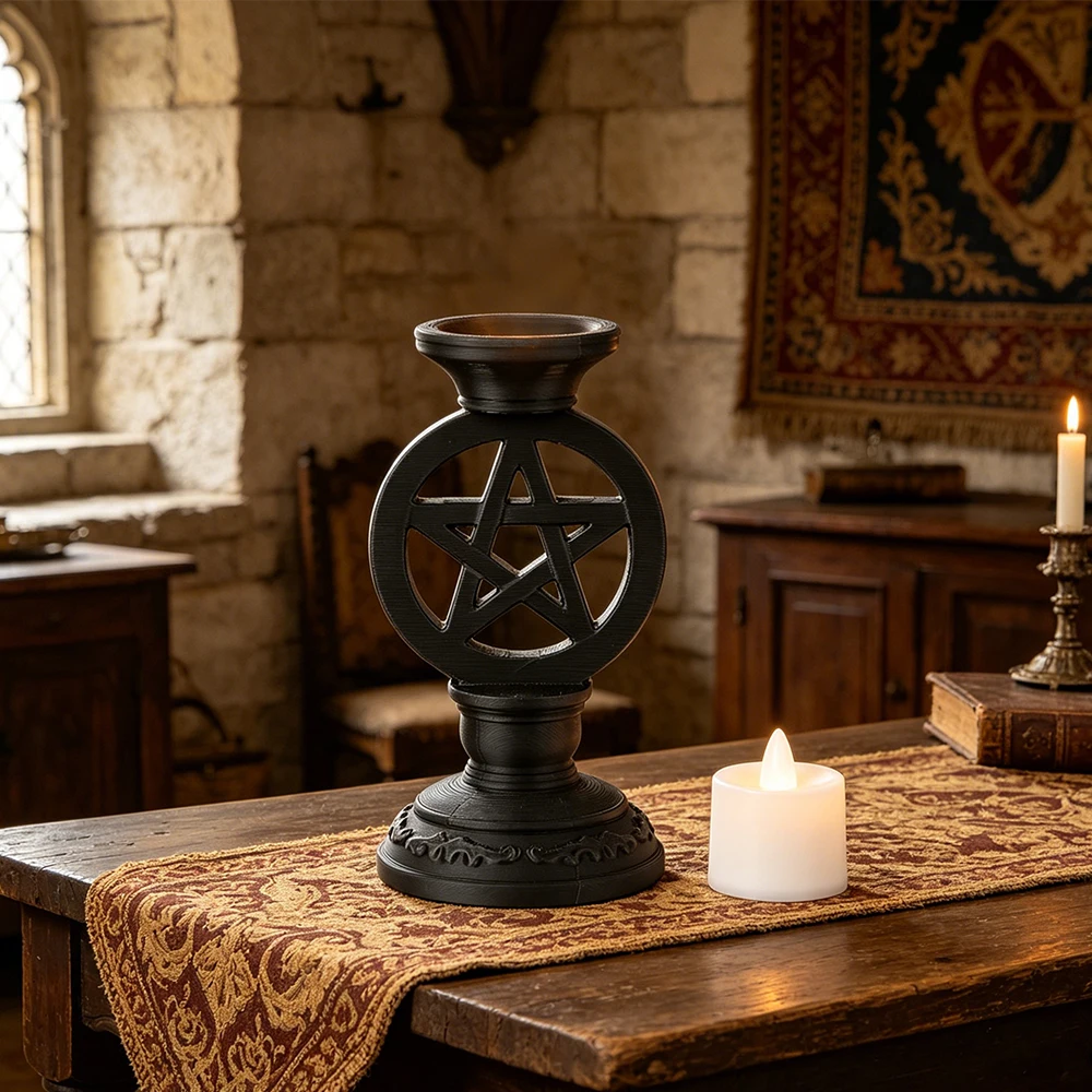 Cross-Border Gothic Pentagram-Shaped Candle Holder For Desktop Atmosphere Decoration Scenario