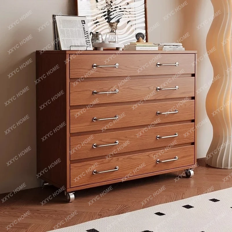 

Комод LXRetro из массива дерева, простой, высокий, с большими ящиками, большой вместимости, передвижной, пристенный.