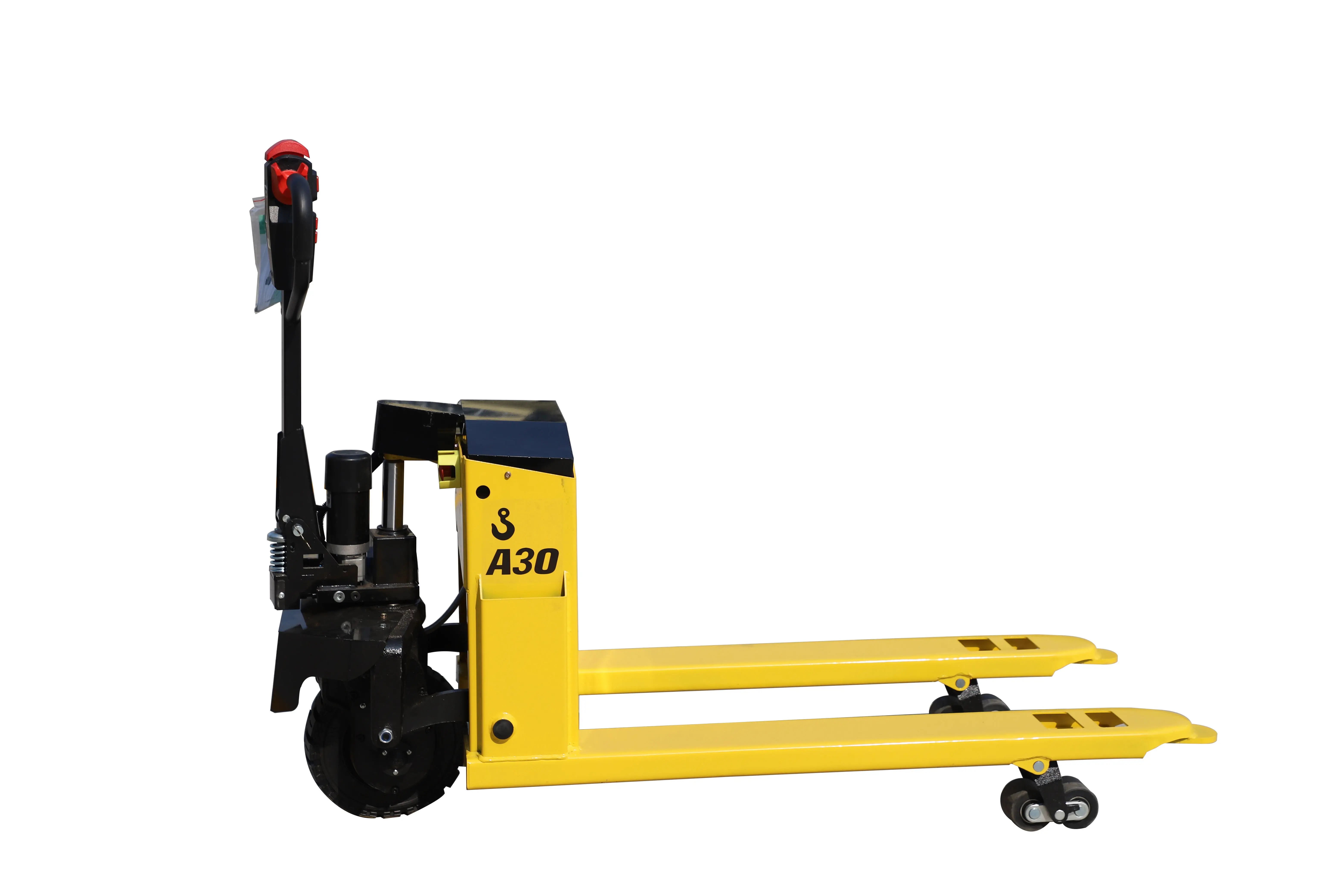 Affidabile transpallet elettrico da 3500 libbre con pneumatici in poliuretano, maniglia multifunzione per magazzino e uso logistico
