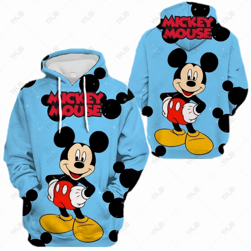 Spring and Autumn Women Disney Mickey Mouse Print Hoodie Fashion Loose Streetwear 2024 Funny Cartoon Street Hip Hop Sweatshirt