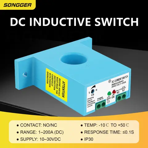 DC Inductive Switch Current Sensor 10-30VDC Over Current Protection Relay NO NC Overload Detection Alarm