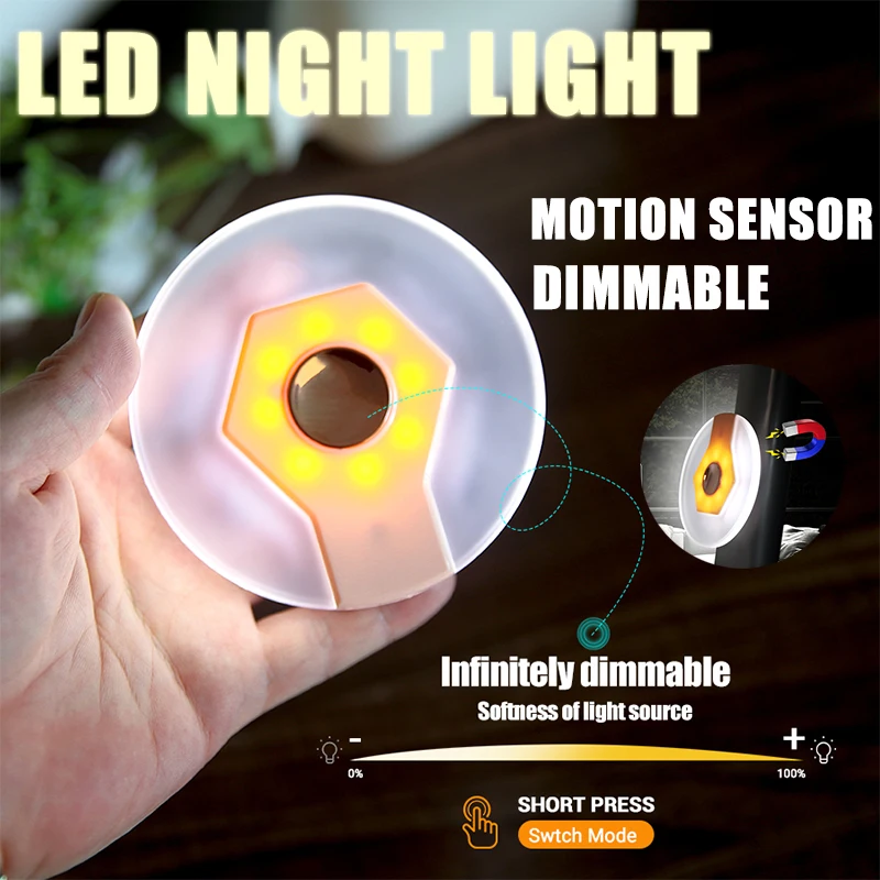 

LED Night Light Motion Sensor Touch Switch Rechargeable Magnetic Suction Wireless Kitchen Staircase Corridor Lighting Bedroom