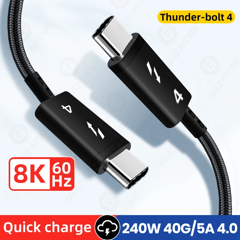 Thunder-bolt 4 USB C to Type C Cable USB4 40Gbps USB-C Data Cable PD 240W Fast Charging Type-c Charge Line For Macbook Pro iPad