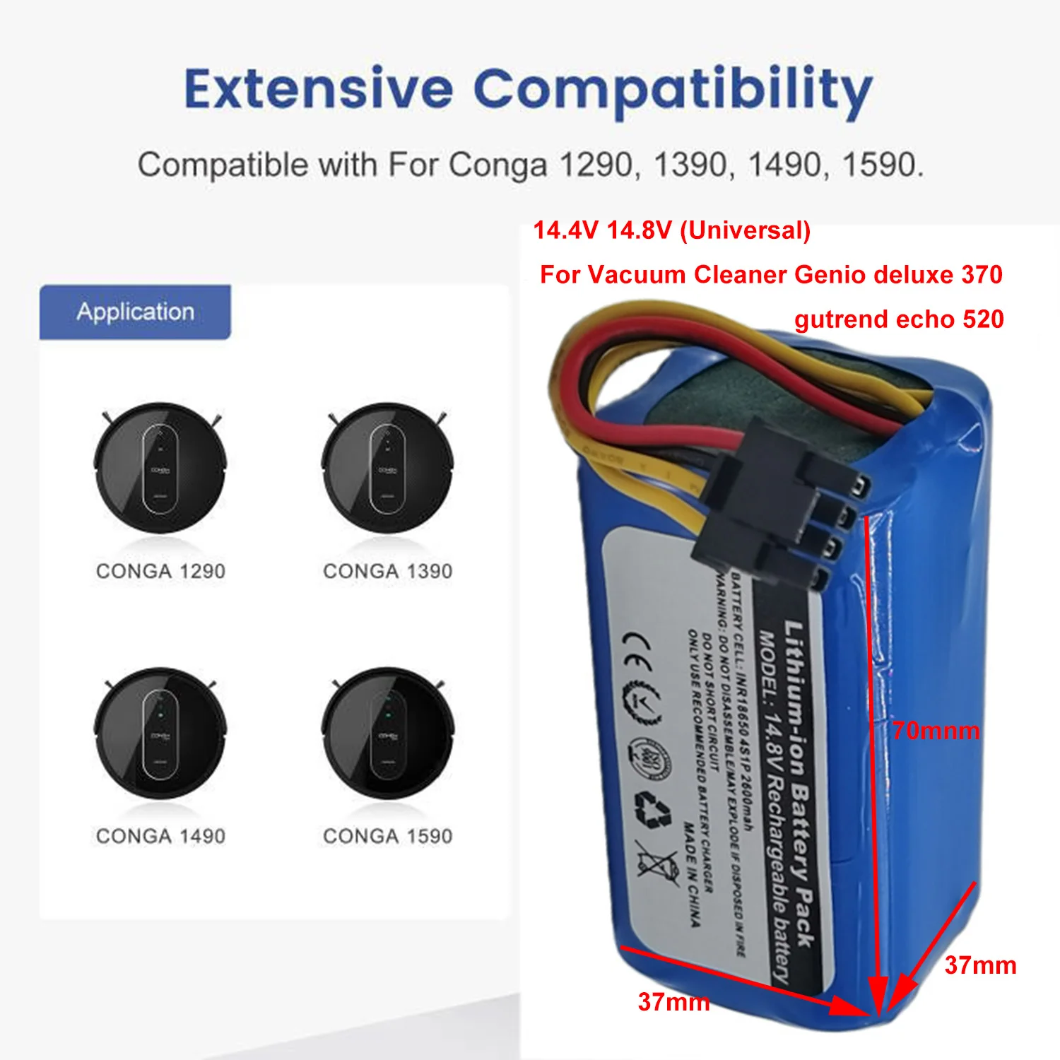14.4V 14.8V 3500mAh 3200mAh 2600mAh akumulator litowo-jonowy ładowalny akumulator dla Robot odkurzający Cecotec Conga 1290 1390 1490 1590 nowy