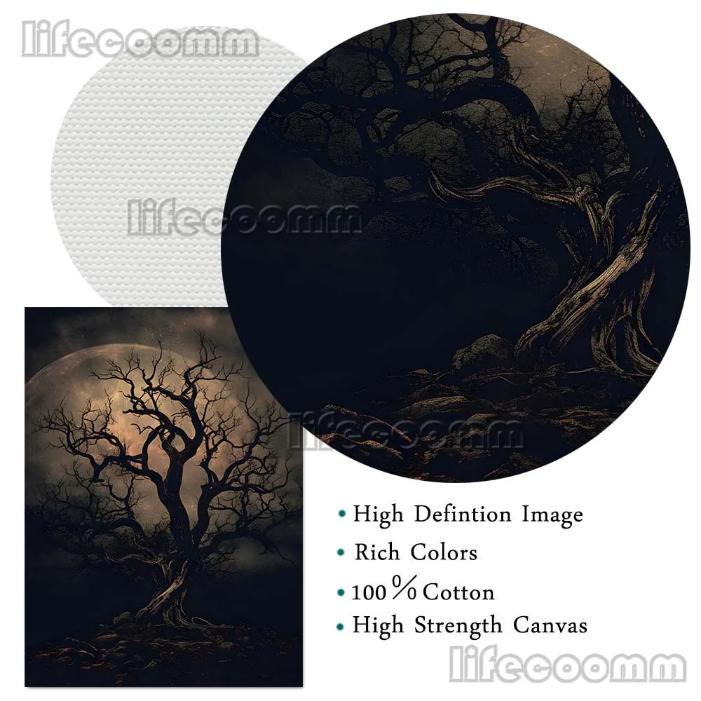 Lifeless Spooky Tree Moody Dark Art Aesthetics Abstract Wall Art Canvas Painting Strange Tree Gothic Art Poster Print Home Decor