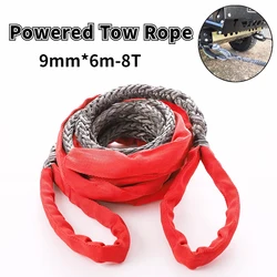 9MM*6M Powered Tow Rope Heavy Duty High Strength 4x4 Off-road Vehicle Trapped Rescue Towing Rope Nylon Fiber Synthetic ATV UTV