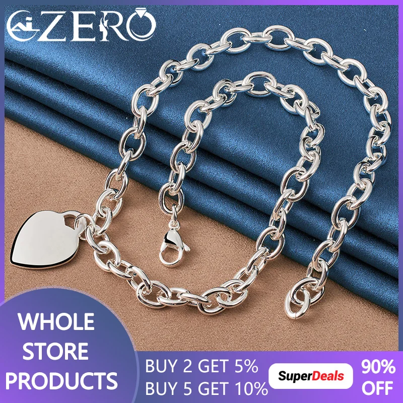 

ALIZERO 925 Sterling Silver 18 Inch Chain Heart Lock Necklace For Women Men Wedding Engagement Party Fashion Jewelry Gifts