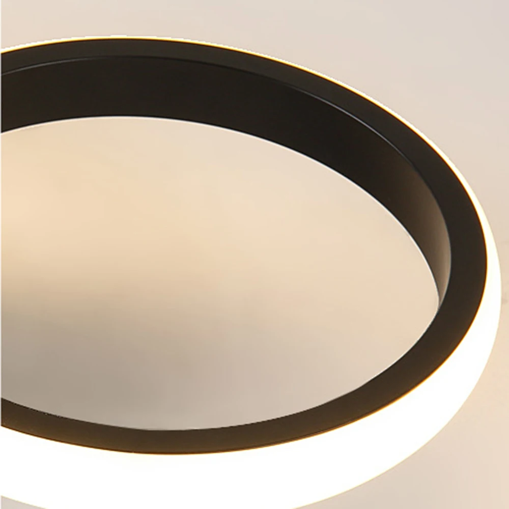 Minimalist LED Ceiling Lamp Home Decor Fixtures Modern LED Lampara Techo Double Round Black Ceiling Lights White Light/warm Ligh