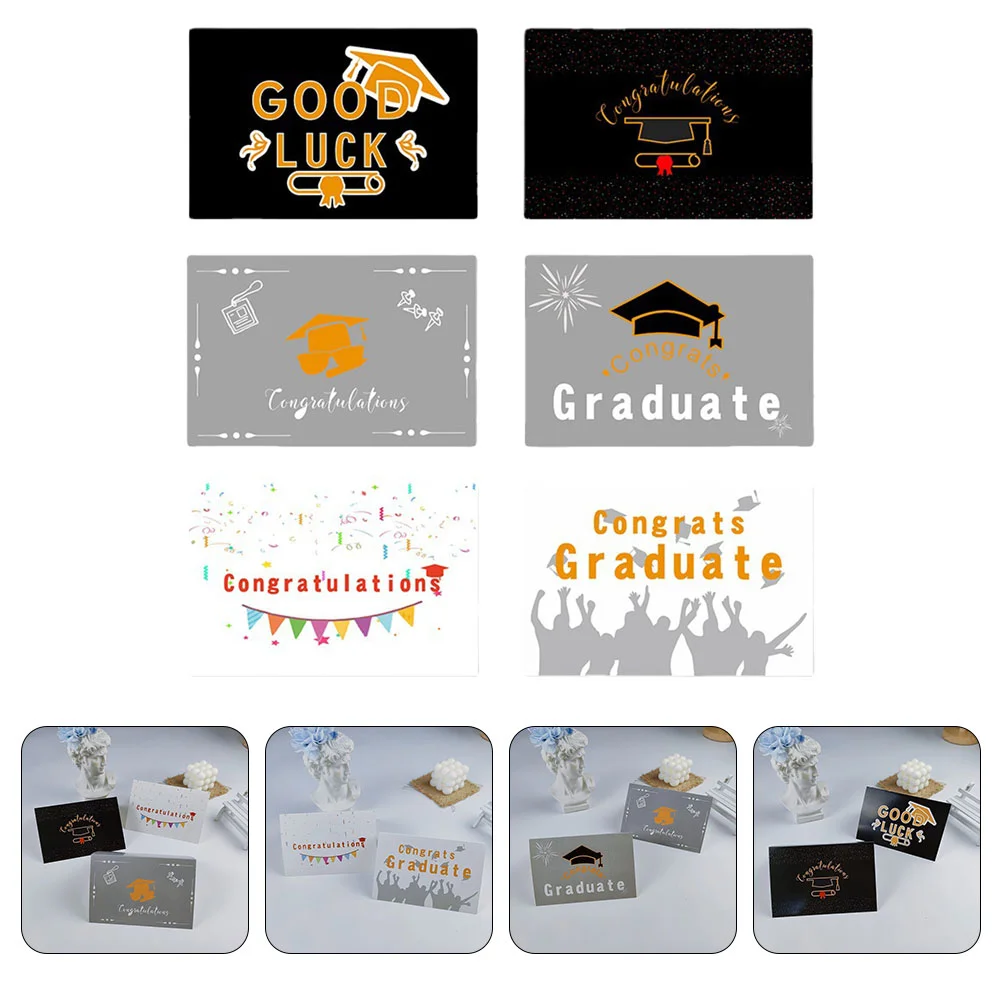 

6 Sets Congratulations Card Greeting Party Supplies Celebration Cards 250g White Cardboard Creative Graduation