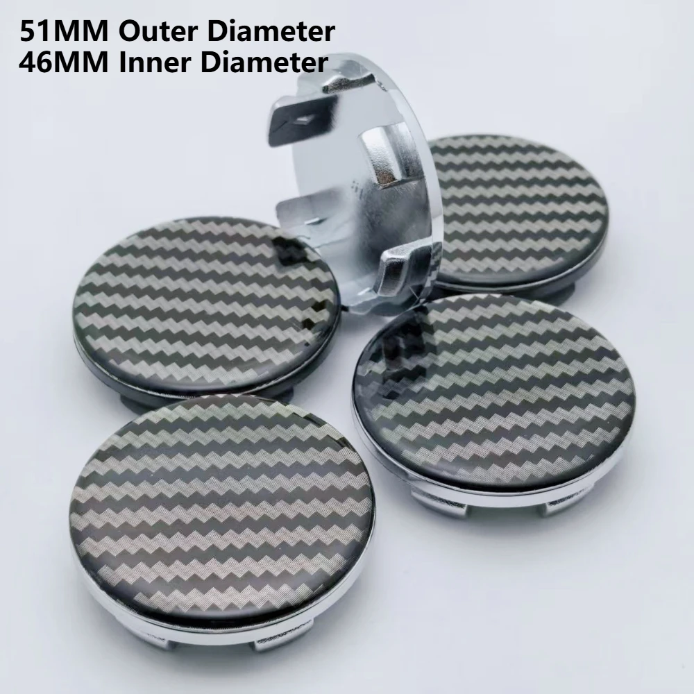 

4pcs Epoxy Resin No Logo Emblem Car Wheel Center Caps 51MM 46MM Wheels Hub Cap Rim Hubcaps Cover Carbon Fiber Badge Accessories