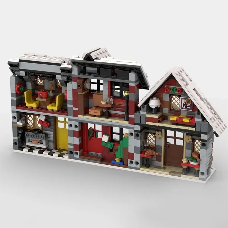 822 stuks MOC Drie Kleine Winterhuizen Model Bouwstenen Constructie Assembleren Kerstcadeau DIY Baksteen speelgoed Kinderen Verjaardag