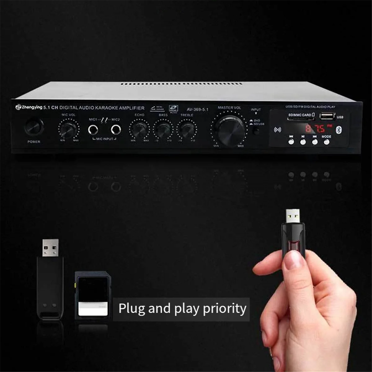 5.1 Channel HIFI Amplifier Subwoofer High Power Stage Home Theater Bluetooth Radio Outdoor Amplifier EU Plug