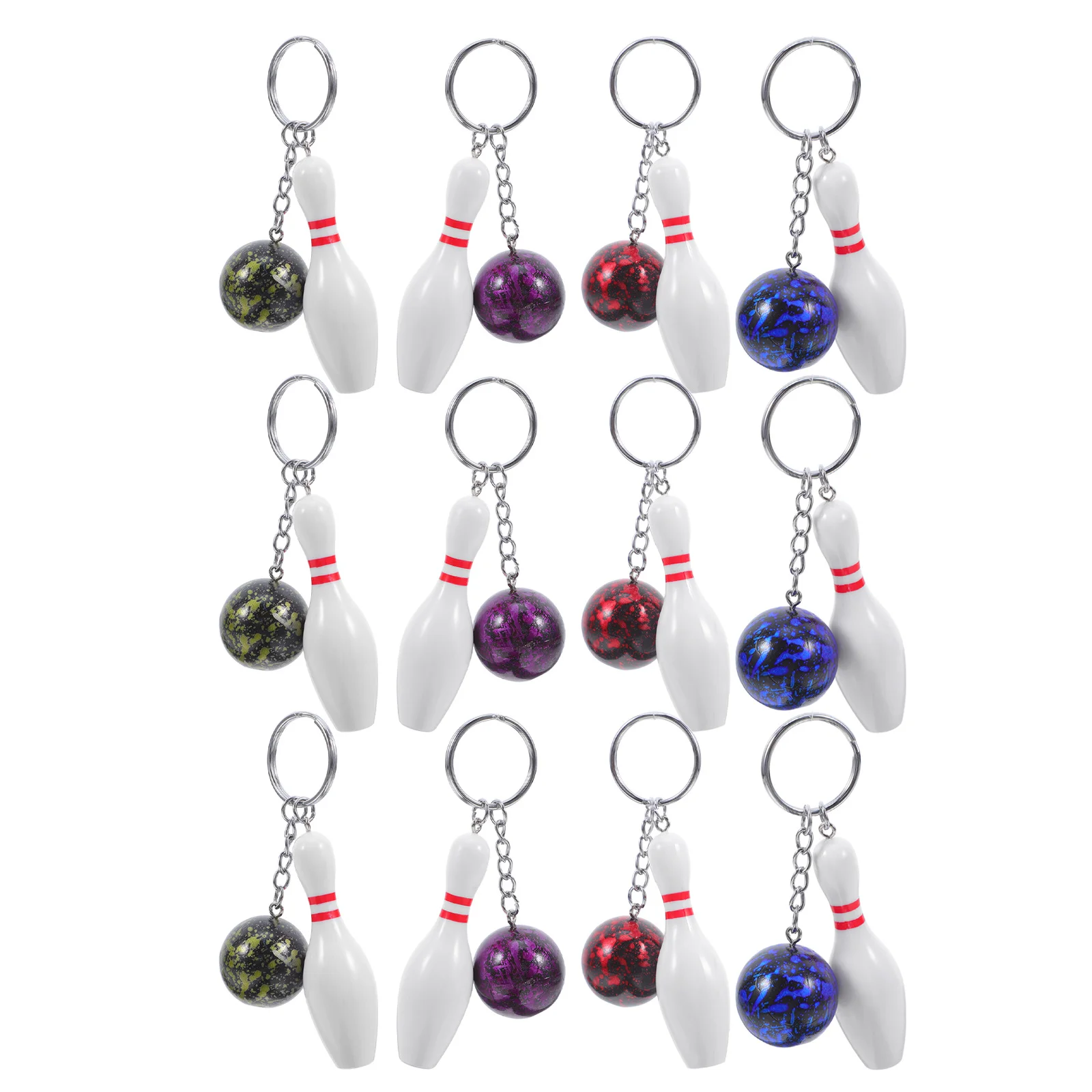 

12Pcs Exquisite Bowling Keychain Creative Mini Key Rings for Luggage Handbag Pendant Decorative Hanging Keychain Set