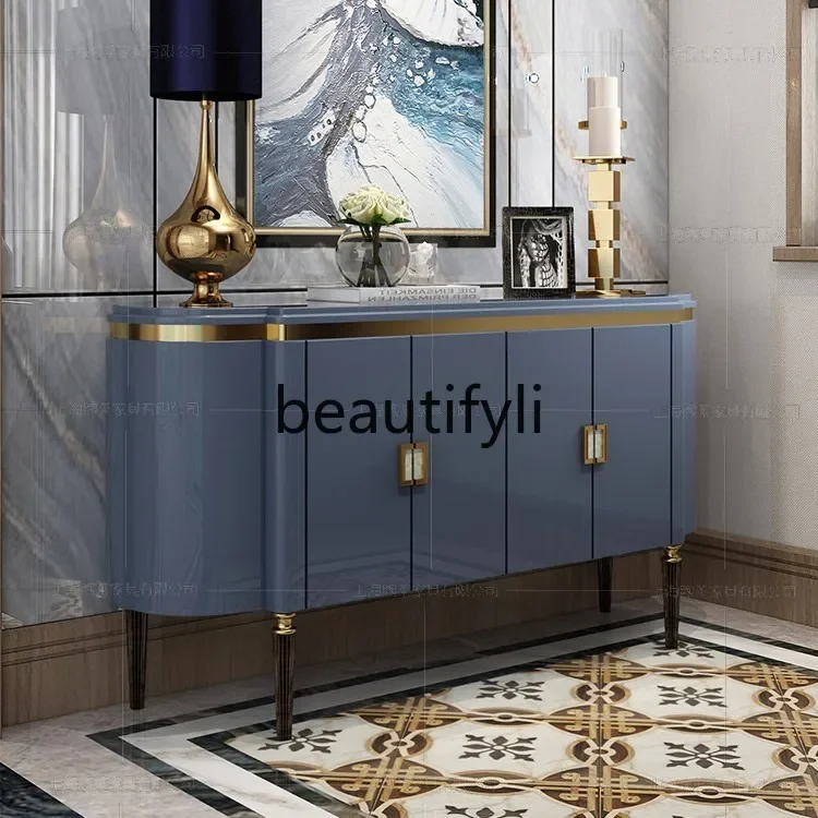 Italian light luxury door cabinet modern simple living room villa solid wood dining side cabinet end view table shoe cabinet