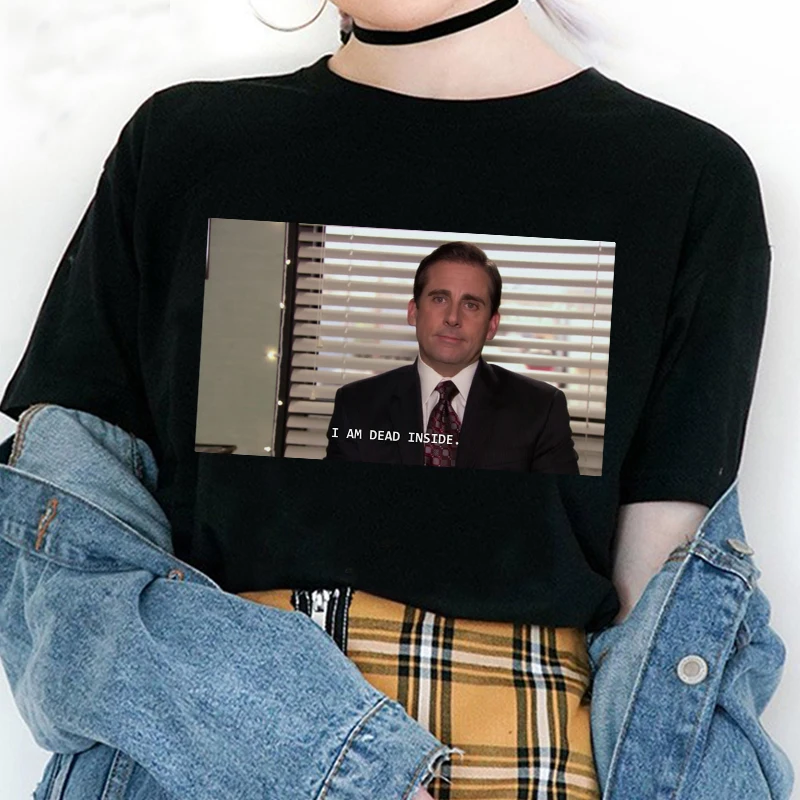 

the Office Michael Quotes I Am Dead inside Women's T-irt Comfortable Cotton ex Casual Top for Autumn