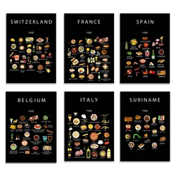 Belgium, Dubai, Indonesia, California, South America, Poland, Ukraine, Italy, Spain, Mexico, France Dubai Food Poster World Map