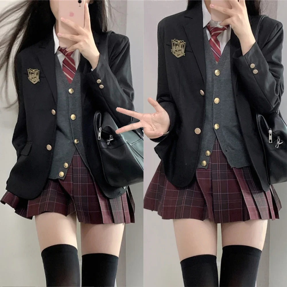Abito ritorno a scuola Uniforme scolastica giapponese per ragazze Camicia JK Colori e stili multipli Set blazer Gonna scozzese a pieghe sessuale
