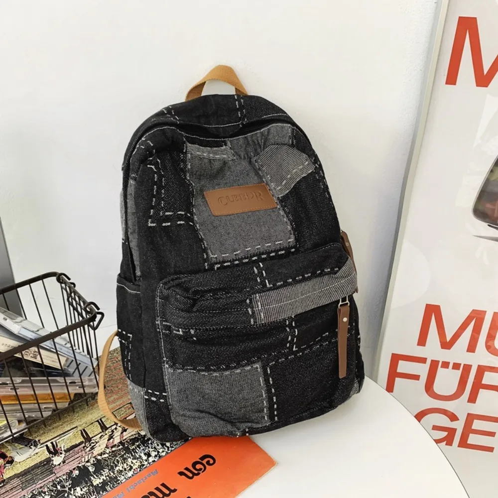 

Fashion Washed Denim Backpack Large Capacity Lightweight School Bag Casual Multifunctional Shoulder Bag Travel