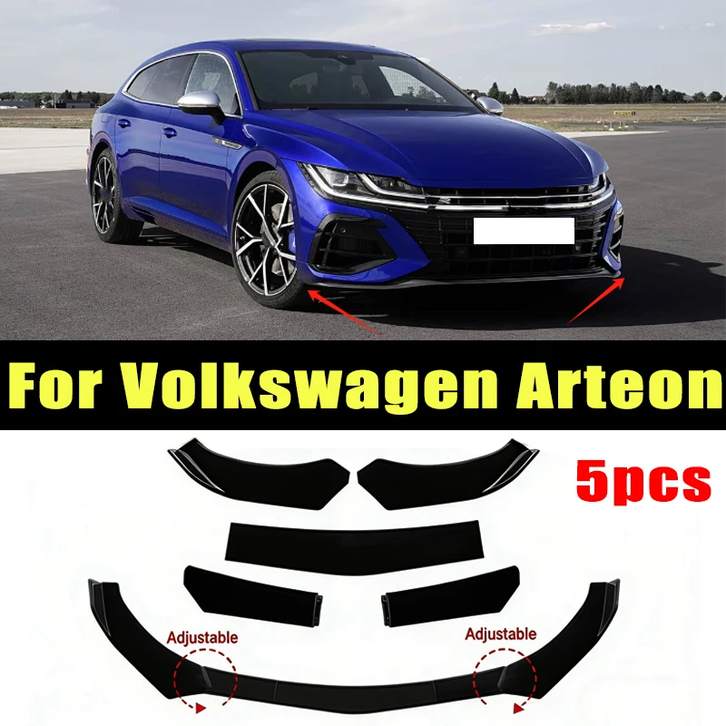 

5Pcs ABS Material Universal Car Front Bumper Separator Bumper Lip Body Kit Duck Lip Separator For Volkswagen Arteon Accessories