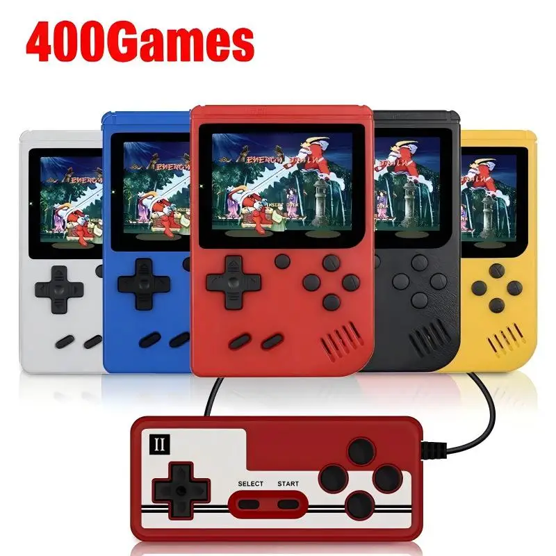 NOVA Consola de Videogame Portátil Retro Mini 8-Bit, Console de Jogo Portátil com 400 Jogos Integrados, Saída AV, Gameboy, Videogame