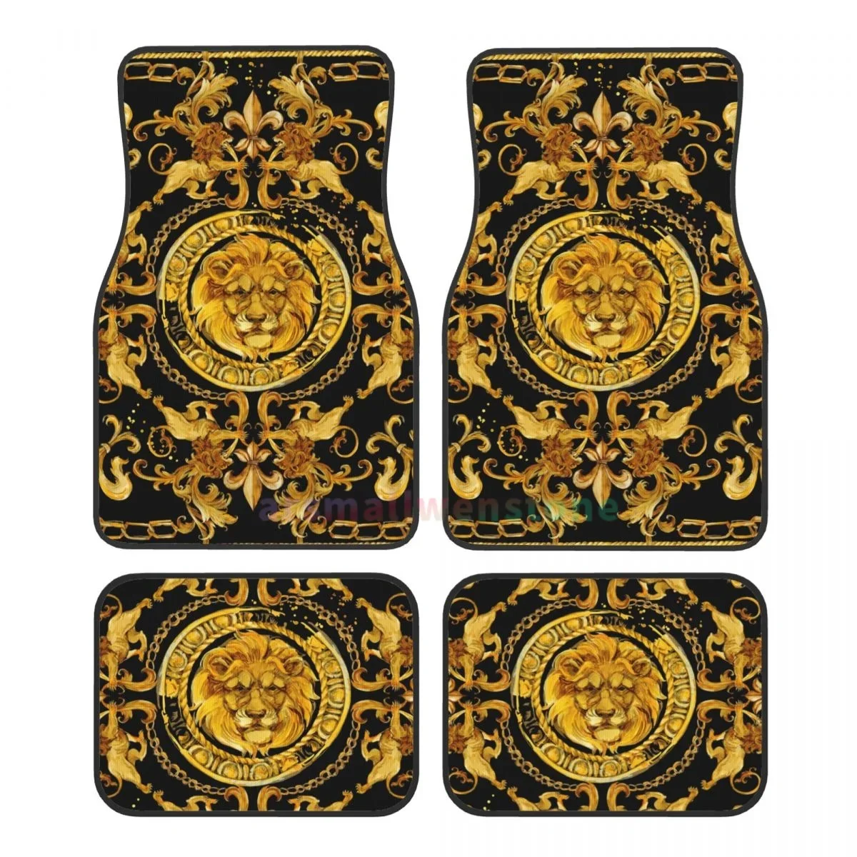 Gold Lion 4PCS Crystal Velvet Women's Car Floor Mat, Anti Fouling Car Floor Mat Car Interior Accessories