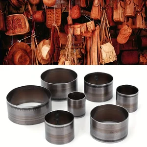 7 buah Set Die Pemotong Kulit Alat Kerajinan Kulit Tajam Cetakan Pemotong Stensil Lingkaran Kulit Set Pelubang Lubang Berongga Bulat 10 dompet kulit die cutter penjualan terbaik - №