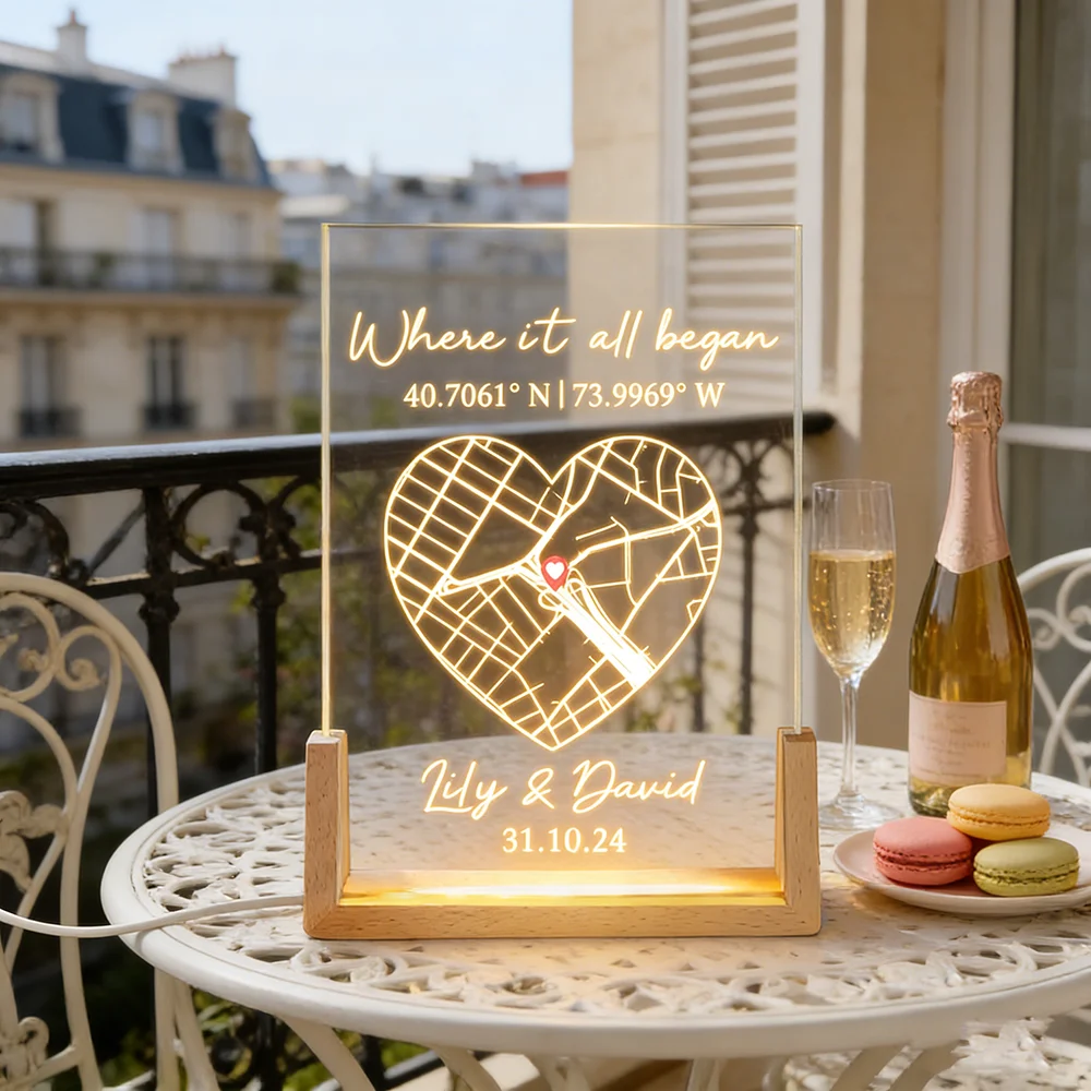 

Custom Couple Map Night Light Record First Meet Time And Place Sentimental Surprise Gift For Lover Romantic Memory Keepsake