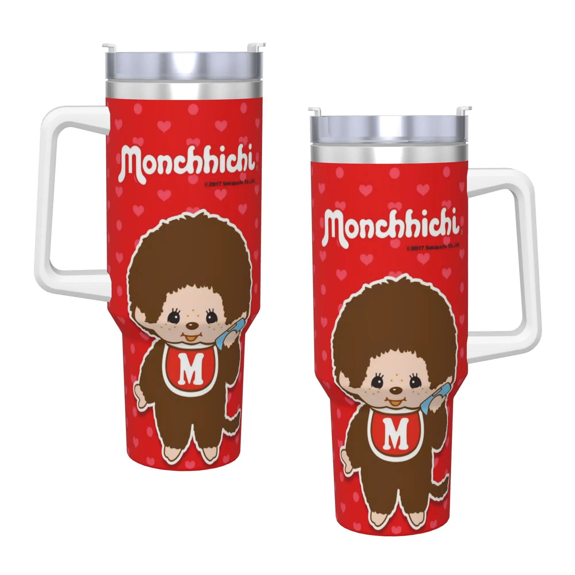 Kawaii Monchhichis  Insulated Tumbler with Lid  Vacuum Thermal Mug Office Home Hot Cold Drinks Cups 40oz
