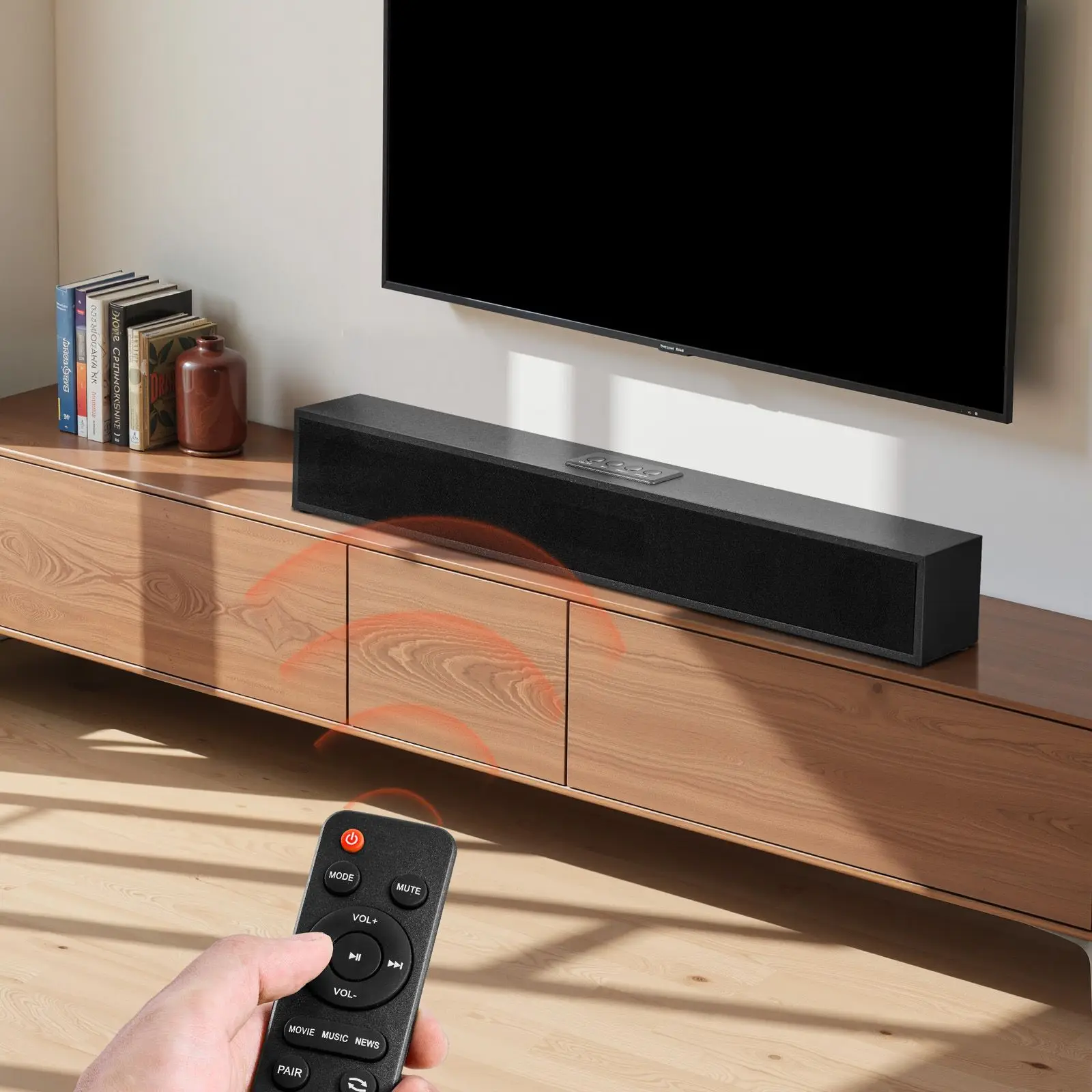 Sound Bar for Smart TV, 2.0 Channel, 24-Inch Compact Soundbar TV Speakers for Projector, Bluetooth AUX Connection, Remote