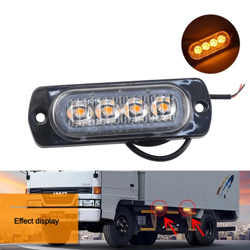 

4 LED Flashing lights Side Warning Lights Car Truck Grille Flashing Lights Traffic Lights 12V Suitable for trucks and cars