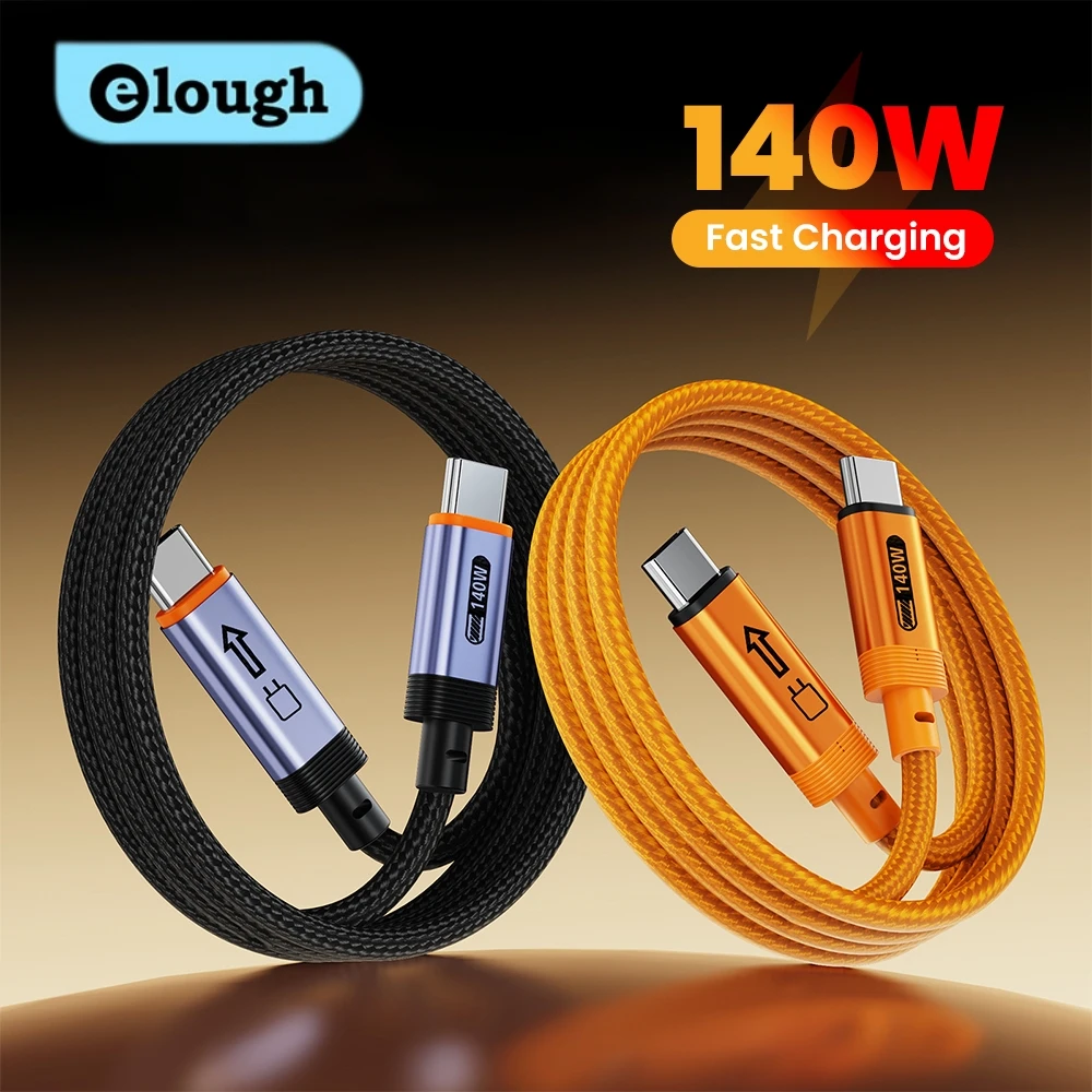 Elough 140W Dual Type C كابل بيانات الهاتف المحمول ذو البروتوكول الكامل شحن سريع للغاية لهاتف iphone Samsung Huawei Oppo Xiaomi كابل شحن