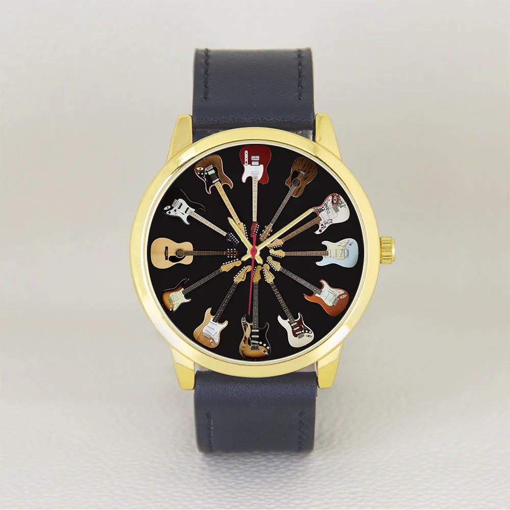

Мужской золотой ремешок 45 мм, инструмент, гитара, силиконовый кожаный ремешок для часов из нержавеющей стали, крутой персонализированный аксессуар для часов