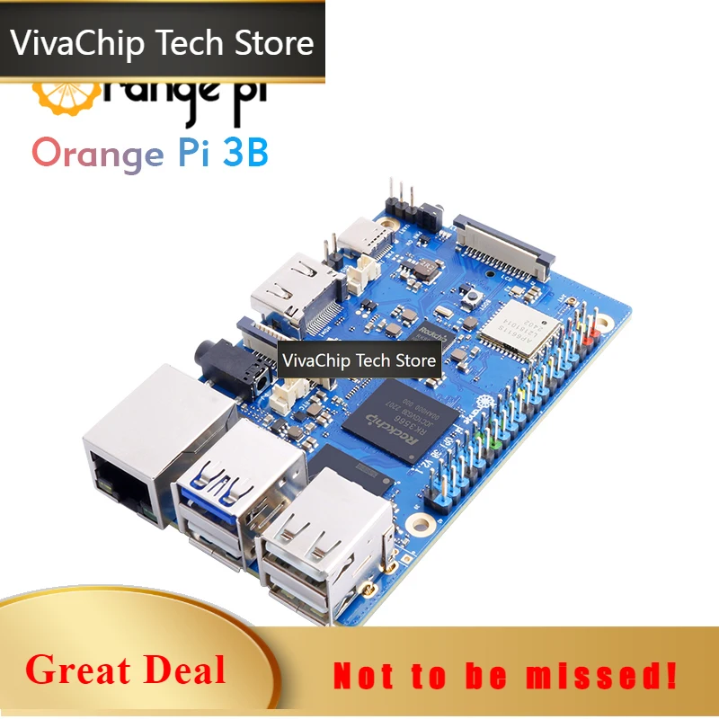 VivaChip TechOrange Pi 3B 4GB+64G EMMC Module, Rockchip RK3566 Mini PC Quad-Core WiFi+BLE Gigabit Run Android Linux OS SBC Singl