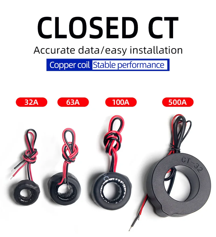 Hochstabiler geteilter Kernstromwandler, offener Typ, Spule CT, AC 32 A, 63 A, 100 A, 500 A, Klemmsensor – Detail 1