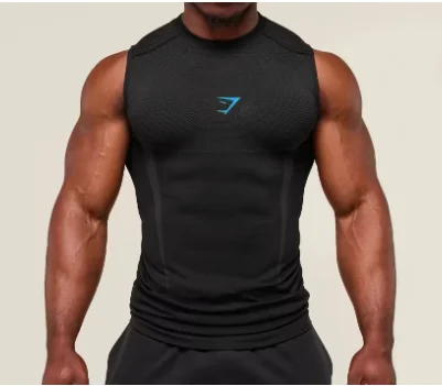 Camiseta deportiva de secado rápido de alta elasticidad para hombre, chaleco ajustado para entrenamiento físico, transpirable, para gimnasio, marca de moda