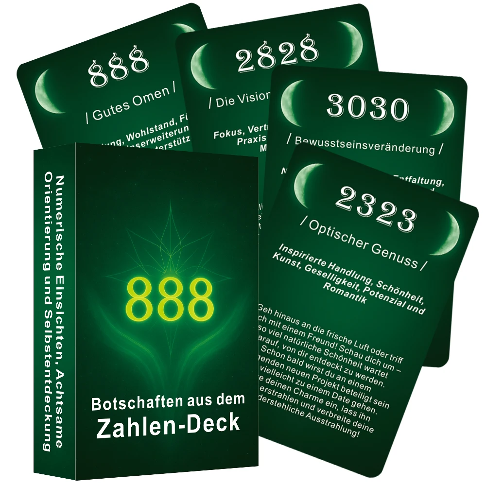 

German Number-Theme Oracle Deck, Keywords for Self-Reflection, Encouragement & Divination Prophecy, 12x8cm, 48 Cards, Taro Cards